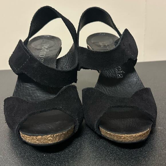 Pedro Garcia Willow Low Heel Sandal in Black Suede Leather Size 37 7 Classic - Picture 3 of 13